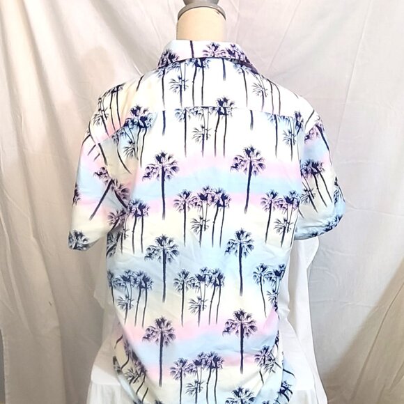 Men's BC Collection Medium Island Gradient Palm Tree Hawaiian Casual Shirt - Picture 3 of 11